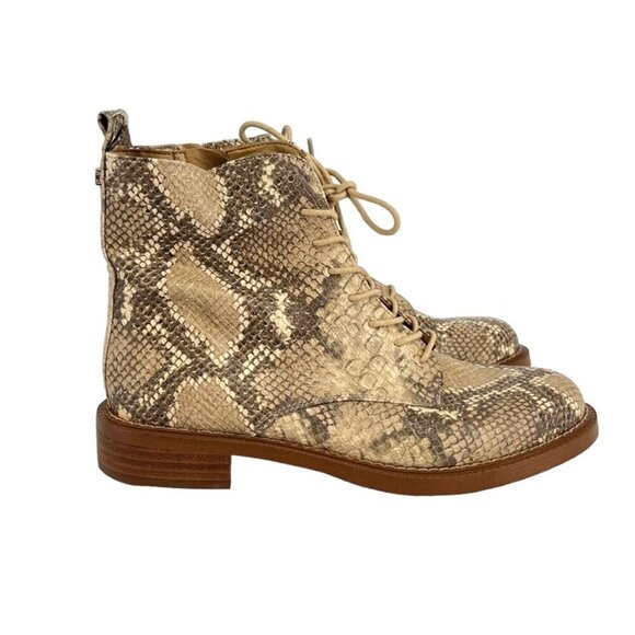 Sam Edelman Nina Snake Print Combat Boots Size 8 Bootie Ankle Zip Close - Picture 3 of 14